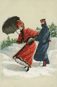在雪中的情侣 作者 德国学校