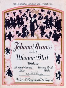 着名华尔兹Wiener Blut op.354得分的封面由Johann Strauss II，（1825-99），1930年 作者 德国学校