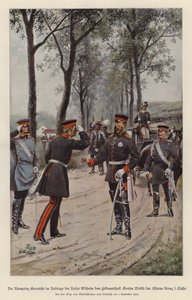 Crown Prince Frederick of Germany awarding Field Marshal Helmuth von Moltke the Iron Cross on behalf of his father, Kaiser Wilhelm I (colour litho) 作者 德国学校