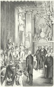 来自法兰克福议会的代表团提供国王弗雷德里克威廉四世1849年的德国王冠 作者 德国学校