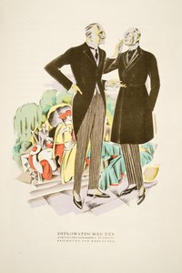 Diplomatischer T 恤，Fasskessel U. Muntmann 西装，来自 Styl，1922 年出版（pochoir 印刷品） 作者 德国学校