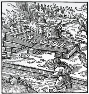 Georg Pawer或Georgius Agricola（1494-1555）的De re metallica（论金属的性质）的雕刻。 作者 德国学校