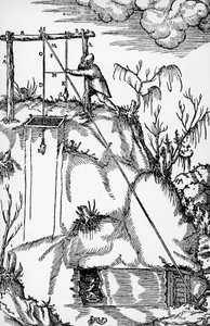 雕刻自De re metallica（论金属的性质），作者Georg Pawer或Georgius Agricola（1494-1555），在巴塞尔出版。 作者 德国学校