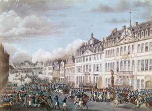 1792年12月2日，普鲁士联合军队和黑森州队进入法兰克福（水粉画）