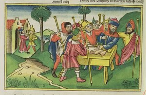 出埃及记第12章来自纽伦堡圣经（Biblia Sacra Germanaica）（彩色木刻） 作者 德国学校