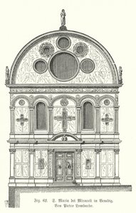 Santa Maria dei Miracoli 教堂的正面，由 Pietro Lombardo 设计，意大利威尼斯（雕刻） 作者 德国学校