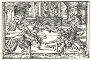 Fencing scene (engraving) 作者 德国学校