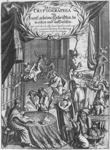 来自密码学的插图，约翰·巴尔塔萨尔·弗里德里奇（Johann Balthasar Friderici）的秘密剧本，由Johan Friedlein（17世纪）刻在汉堡，1685年出版 作者 德国学校
