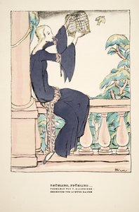 "Frühling, Frühling"，V. Manheimer 的茶服广告，选自《风格》，1922 年出版（pochoir 印刷品） 作者 德国学校