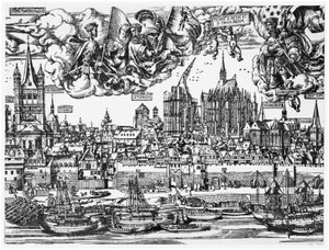 科隆的全景，1531年 作者 德国学校