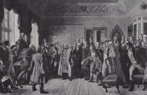 约克将军于1813年2月5日在柯尼斯堡的东普鲁士庄园发表讲话 作者 德国学校