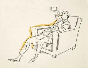 吹烟筒的绅士》，选自《风格》，1922 年出版（pochoir 印刷品） 作者 德国学校