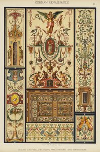 German Renaissance, Ceiling and Wall-Painting, Wood-Mosaic and Embroidery (colour litho) 作者 德国学校