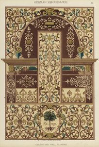 German Renaissance, Ceiling and Wall Painting (colour litho) 作者 德国学校