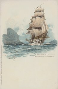 德国训练舰斯托施离开巴西里约热内卢（chromolitho） 作者 德国学校