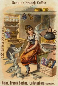 有鸽子的女孩，广告正版Franck咖啡 作者 德国学校