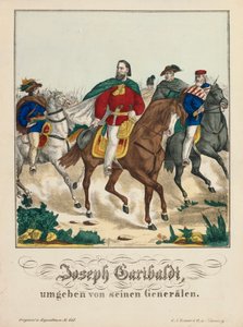 朱塞佩·加里波第被他的将军包围，由纽约州纽伦堡的GN Renner出版，1866年 作者 德国学校