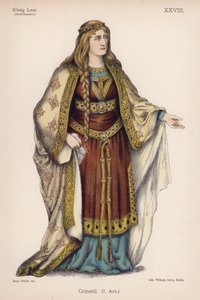 莎士比亚《李尔王》中的Goneril（彩色平版印刷）。 作者 德国学校