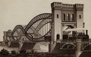 汉堡：Eisenbahn-Elb-Brucke，横跨易北河的铁路桥（石版画） 作者 德国学校