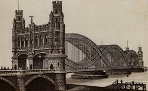 Hamburg: Neue Elb-Brucke, New Bridge over the Elbe (litho) 作者 德国学校
