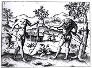 无头的男人和女人，来自圭亚那Sir Walter Raleighs的插图，于1599年在纽伦堡出版 作者 德国学校