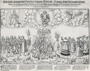 马丁·路德（Martin Luther）赞美诗的插图，寻求上帝的帮助，以对抗教皇的致命工作 作者 德国学校