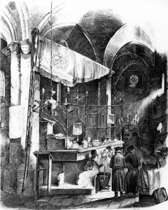Altneuschule（老新犹太教堂）的内部，布拉格，1852年 作者 德国学校