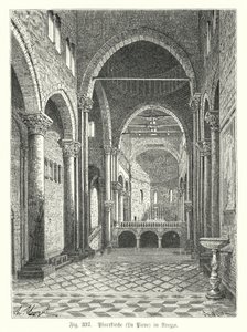 Santa Maria della Pieve 教堂的内部，意大利阿雷佐（雕刻） 作者 德国学校
