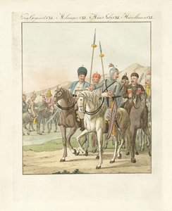 不规则轻型俄罗斯骑兵（彩色雕刻） 作者 German School