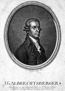 Johann Georg Albrechtsberger (1736-1809)，由C.F. Riedel雕刻。 作者 德国学校
