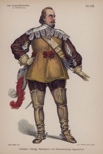 勃兰登堡-雅格多夫侯爵约翰-乔治（1577-1624），出自恩斯特-冯-维尔登布鲁赫的《将军杯》（彩色平印）。 作者 德国学校