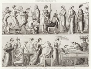 古希腊的生活。Bilder-Atlas的插图（雕刻）。 作者 德国学校