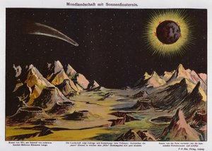 月景、日食和 1911 年彗星（彩色石版画） 作者 德国学校