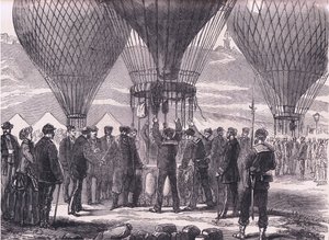 M Gambetta 为 Tours 出发，Cassells 法德战争史，Cassell and Company Limited 出版，约 1890 年（石版画） 作者 德国学校