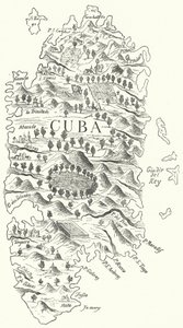 古巴地图，约1500年（雕刻）。 作者 德国学校