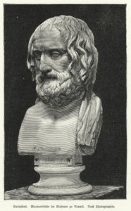 Marble bust of Euripides, Ancient Greek playwright (litho) 作者 德国学校