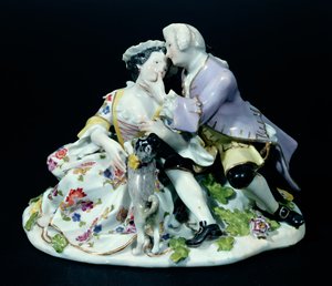 恋人会议，可能由Johann Joachim Kandler（1706-75）c.1735（瓷器） 作者 German School