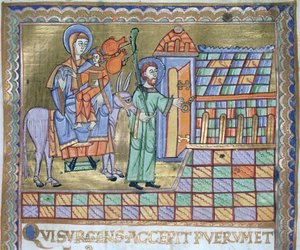 卡扎特女士。 1207 IV，fol.6r飞往埃及的航班，来自普洛克大教堂的Evangeliarium，c.1075 作者 德国学校