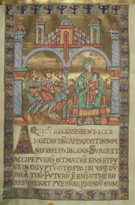 卡扎特女士。 1207，IV，fol.V v.Magi的崇拜，来自普洛克大教堂的Evangeliarium，c.1075 作者 德国学校