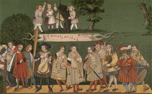 来自德国奥格斯堡的音乐家，为Geschlechtertanz的舞者演奏，1520年 作者 德国学校