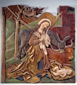 Nativite Relief on the inner side of altarpiece in polychrome wood of the German school. 1510 Dim. 1,12x1,11 m Paris, Musee du Louvre 作者 德国学校