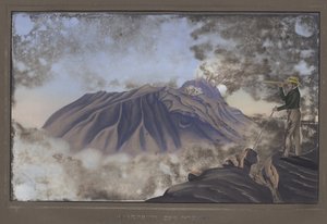 默巴皮的北侧，从Merbabu的南坡，pl.X，从地形和科学地图集到Java之旅，由博士。 Junghuhn神父，马格德堡，1845年（彩色石版 作者 德国学校