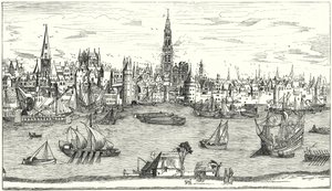 16 世纪初安特卫普全景图（版画） 作者 德国学校