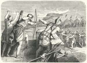 Philip II of Macedon wounded in the eye at the Siege of Methone, 355 BC (engraving) 作者 德国学校
