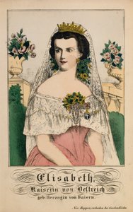 奥地利女皇巴伐利亚的伊丽莎白的肖像，来自Neuruppiner Bilderbogen，1860年 作者 德国学校