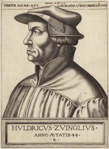 Huldrych Zwingli的肖像 作者 德国学校