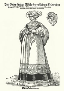 萨克森公爵夫人 Sibylle 的肖像（版画） 作者 德国学校