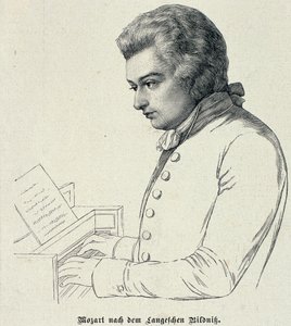 Wolfgang Amadeus Mozart的肖像（1756-91） 作者 德国学校