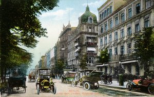 明信片描绘柏林的Unter den Linden和Kranzler-Eck，c.1910（彩色照片） 作者 德国学校