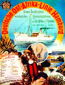 海报广告德国东非线，汉堡，1895年